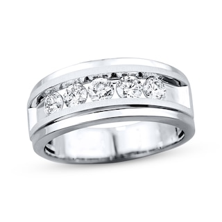 Neil Lane Men's Diamond Wedding Band 1 ct tw Round-cut 14K White Gold