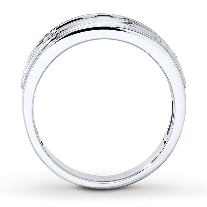 Main Image 2 of Previously Owned Men's Diamond Wedding Band 1 ct tw Round-cut 10K White Gold