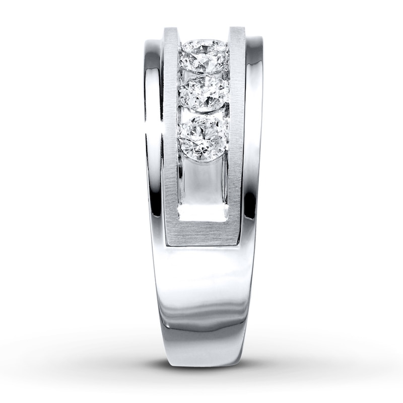 Main Image 3 of Previously Owned Men's Diamond Wedding Band 1 ct tw Round-cut 10K White Gold