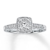 Thumbnail Image 1 of Previously Owned Engagement Ring 1/2 ct tw Princess & Round-cut Diamonds 14K White Gold - Size 10.25