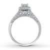 Thumbnail Image 2 of Previously Owned Engagement Ring 1/2 ct tw Princess & Round-cut Diamonds 14K White Gold - Size 10.25