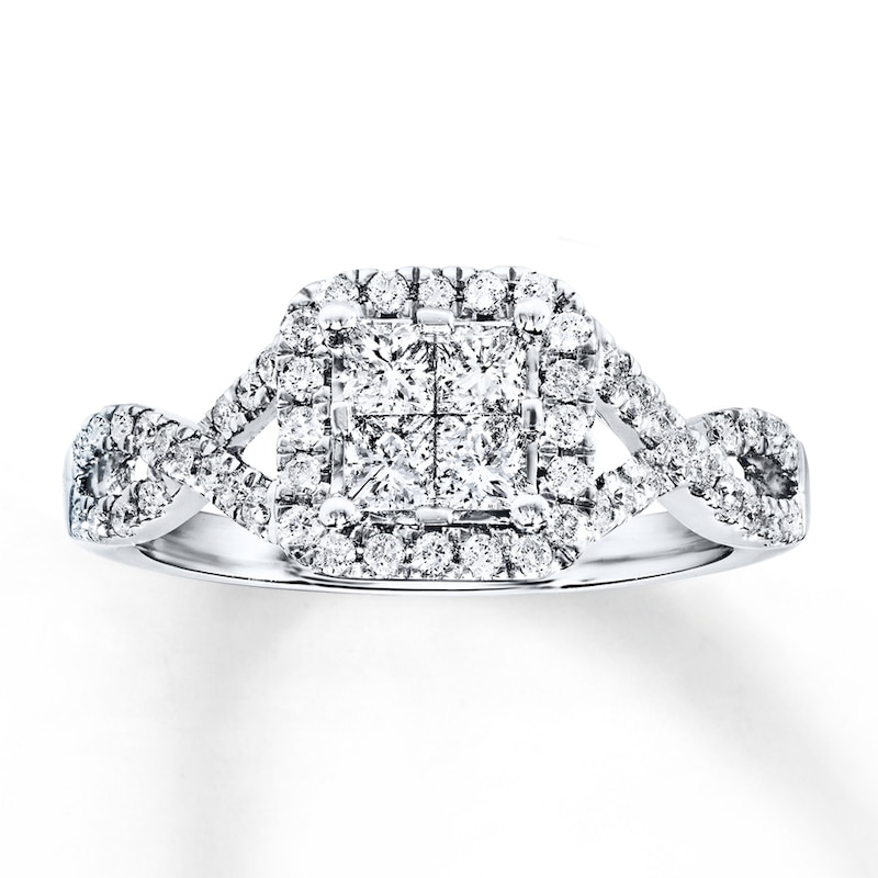 Previously Owned Diamond Engagement Ring 3/4 ct tw Princess & Round-cut ...