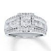 Thumbnail Image 1 of Previously Owned Diamond Engagement Ring 1 ct tw Princess, Baguette & Round-cut 14K White Gold - Size 3.75