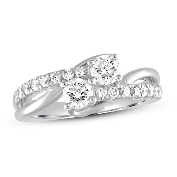 Previously Owned Ever Us Two-Stone Diamond Anniversary Ring ct tw Round-cut 14K White Gold