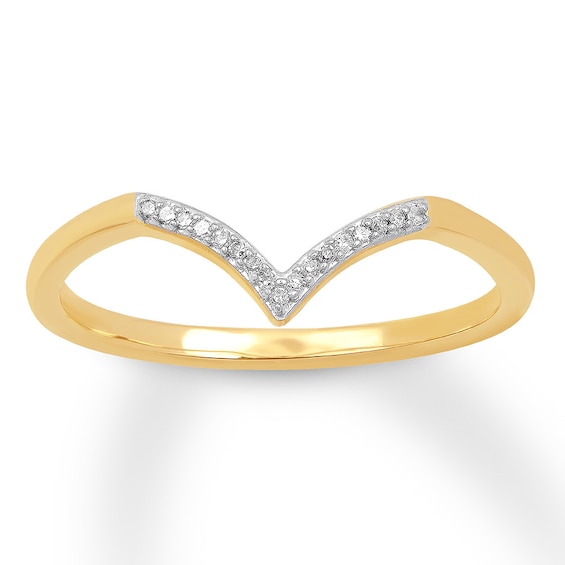 Previously Owned Diamond Chevron Ring 10K Yellow Gold