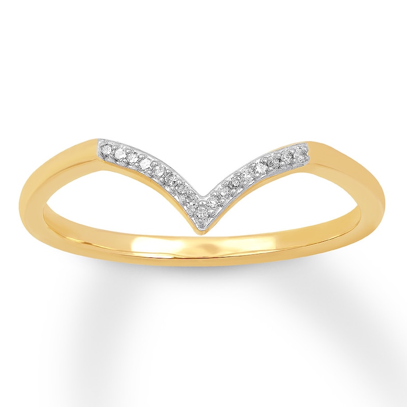 Main Image 1 of Previously Owned Diamond Chevron Ring 10K Yellow Gold