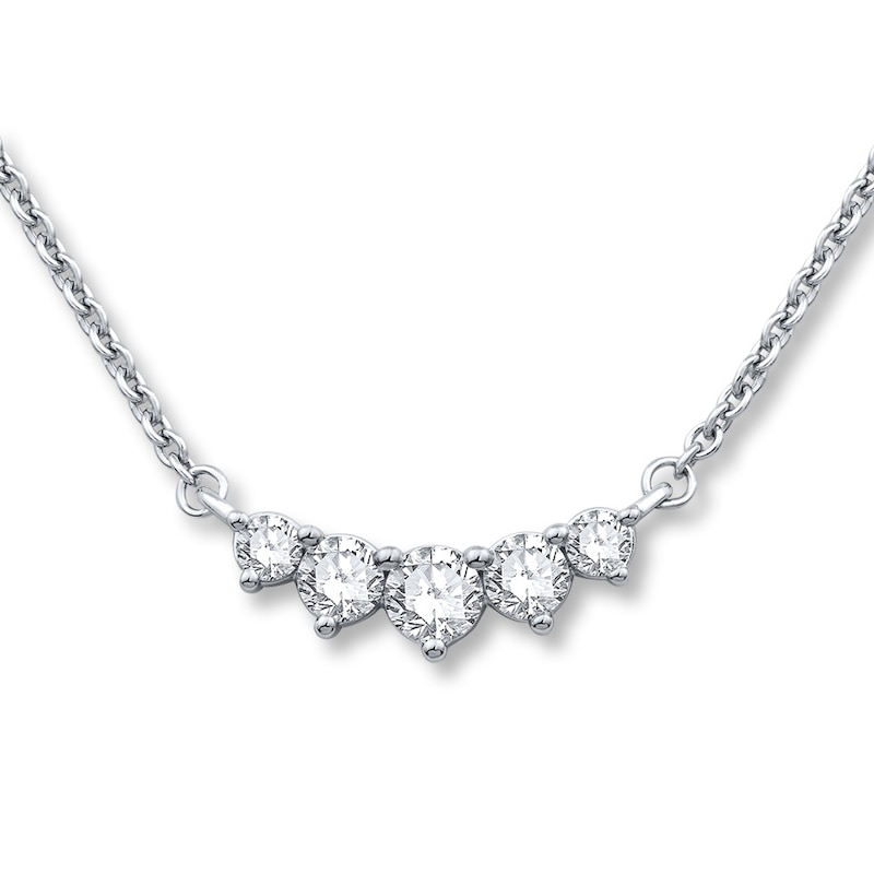 Previously Owned Diamond Necklace 3/4 ct tw Round-cut 14K White Gold