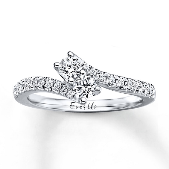 Previously Owned Ever Us Two-Stone Anniversary Ring ct tw Round-cut Diamonds 14K White Gold