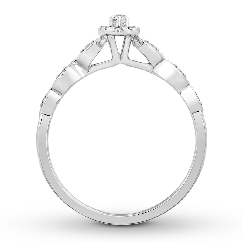 Main Image 2 of Previously Owned Diamond Engagement Ring 1/3 ct tw Marquise & Round-cut 10K White Gold Size 11