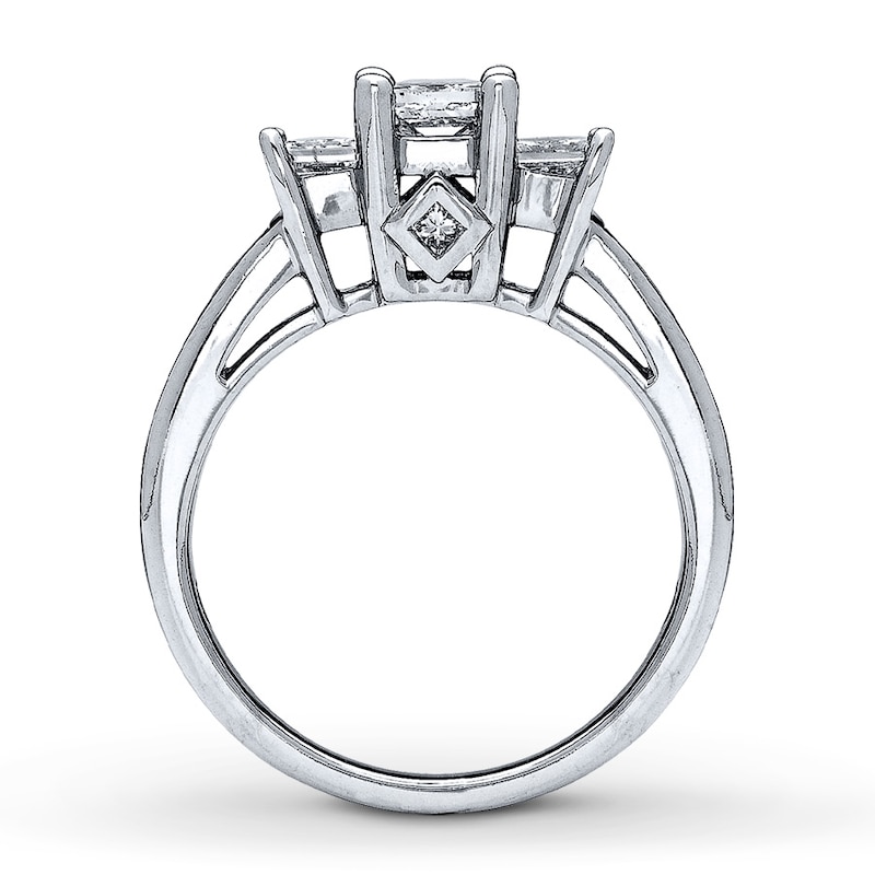 Main Image 2 of Previously Owned 3-Stone Diamond Engagement Ring 1-1/2 ct tw Princess-cut 14K White Gold - Size 5.25