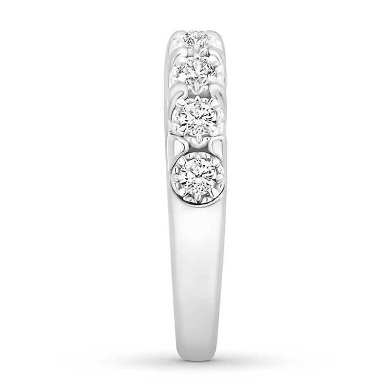 Main Image 3 of Previously Owned Diamond Anniversary Band 1/2 ct tw Round-cut 10K White Gold - Size 9.5