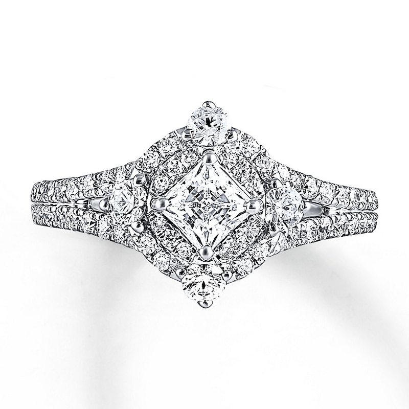 Previously Owned Angel Sanchez Ring 1-1/4 ct tw Princess & Round-cut ...