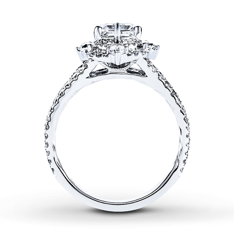 Previously Owned Angel Sanchez Ring 1-1/4 ct tw Princess & Round-cut Diamonds 14K White Gold