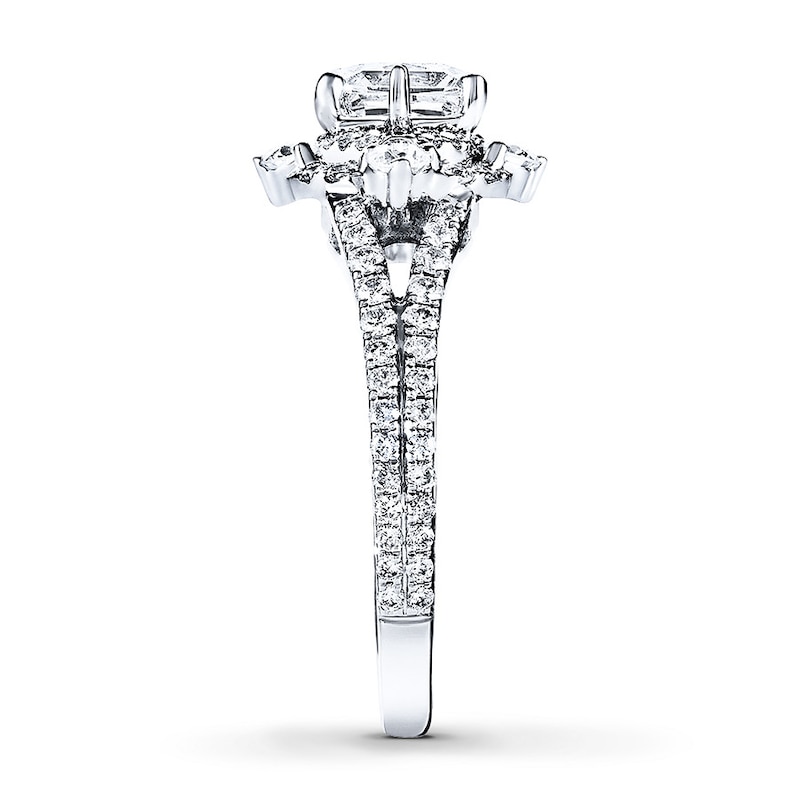 Previously Owned Angel Sanchez Ring 1-1/4 ct tw Princess & Round-cut Diamonds 14K White Gold