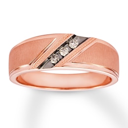 Previously Owned Men's Diamond Wedding Band 1/10 ct tw Round-cut 10K Rose Gold