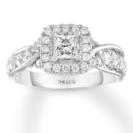 Previously Owned THE LEO Diamond Engagement Ring 1 ct tw Princess & Round-cut 14K White Gold