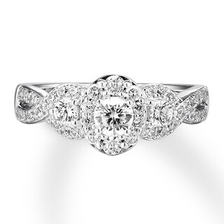 Previously Owned Diamond Engagement Ring 7/8 ct tw Round-cut 14K White ...