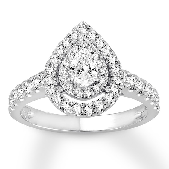 Previously Owned Pear-Shaped Diamond Engagement Ring 1 ct tw Pear & Round-cut 14K White Gold