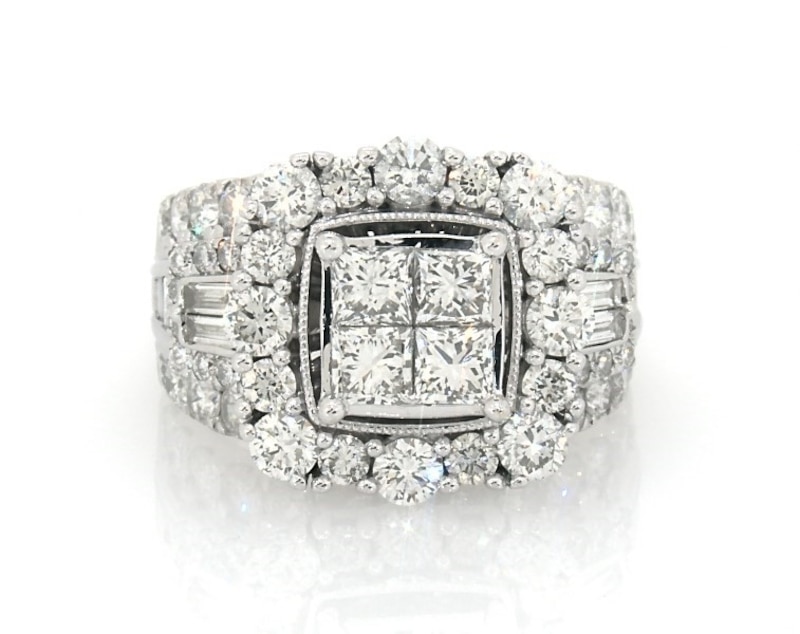 Main Image 1 of Previously Owned Multi-Stone Diamond Engagement Ring 4 ct tw Princess-cut 14K White Gold