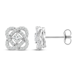 Previously Owned Center of Me Diamond Stud Earrings 1/2 ct tw 10K White Gold