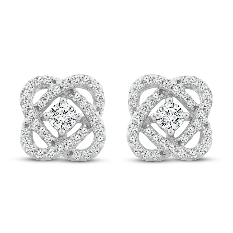 Main Image 2 of Previously Owned Center of Me Diamond Stud Earrings 1/2 ct tw 10K White Gold