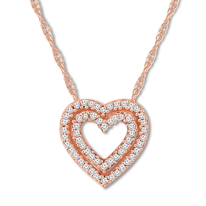 Main Image 1 of Previously Owned Diamond Heart Necklace 1/8 Carat tw 10K Rose Gold