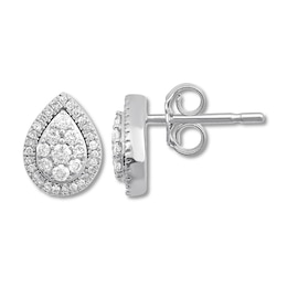 Previously Owned Diamond Teardrop Earrings 1/4 ct tw Round-cut 10K White Gold