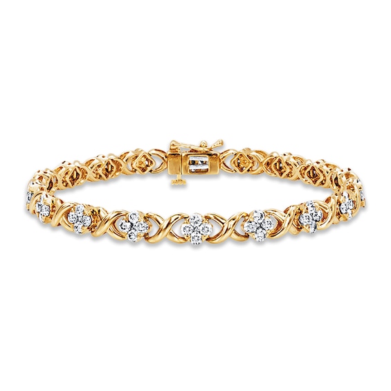 Previously Owned Diamond Bracelet 3 ct tw Round-cut 10K Yellow Gold