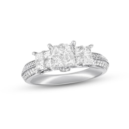 Previously Owned Diamond Engagement Ring 1 ct tw Princess & Round-cut 14K White Gold