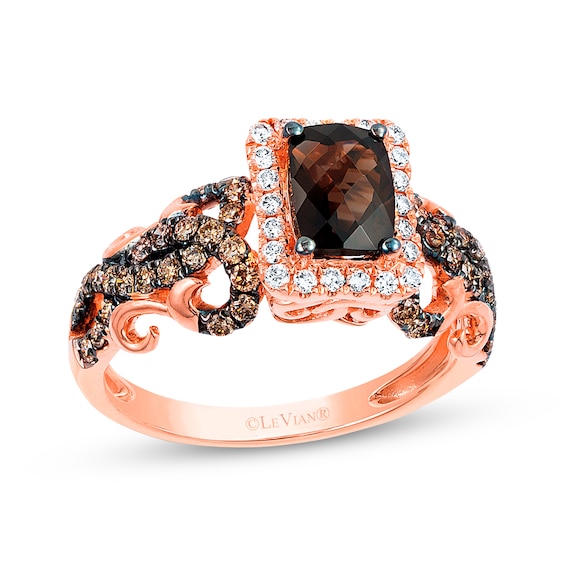 Previously Owned Le Vian Chocolate Quartz Ring 5/8 ct tw Diamonds 14K Strawberry Gold