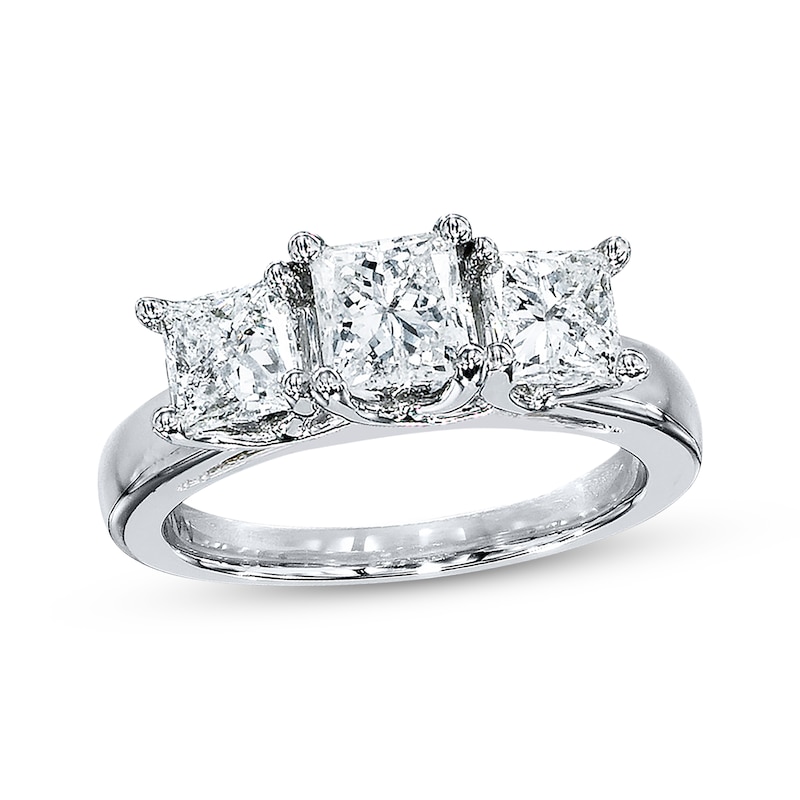 Main Image 1 of Previously Owned 3-Stone Diamond Ring 2 ct tw Princess-cut 14K White Gold