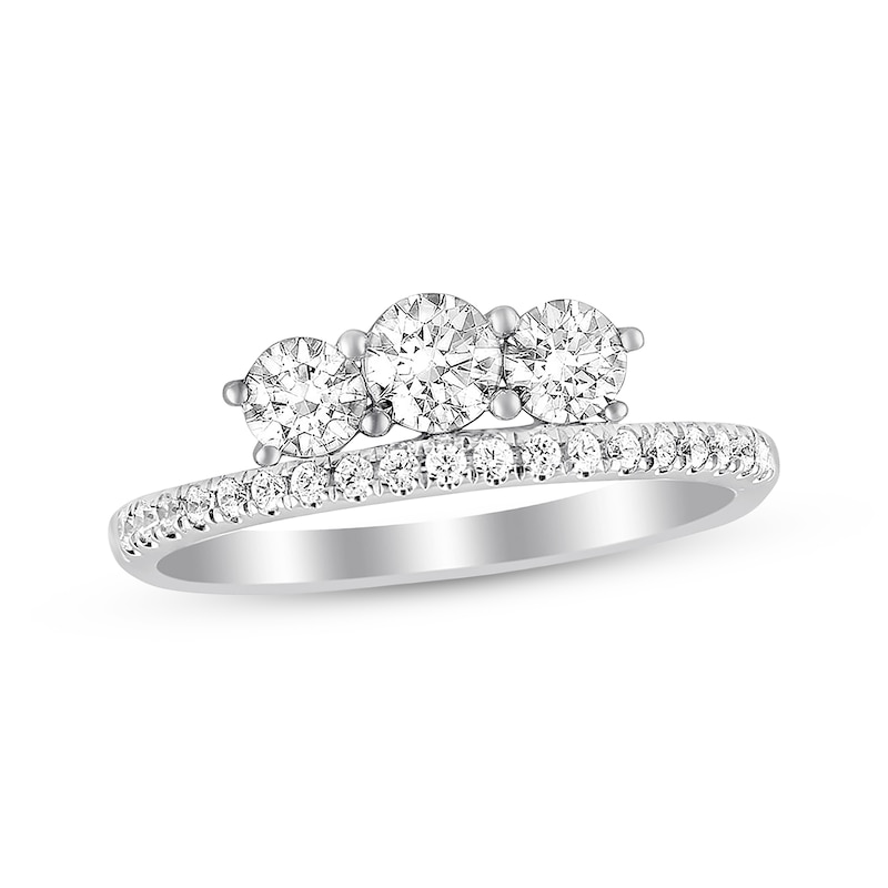 Previously Owned Three-Stone Diamond Ring 1 ct tw Round-cut 14K White Gold