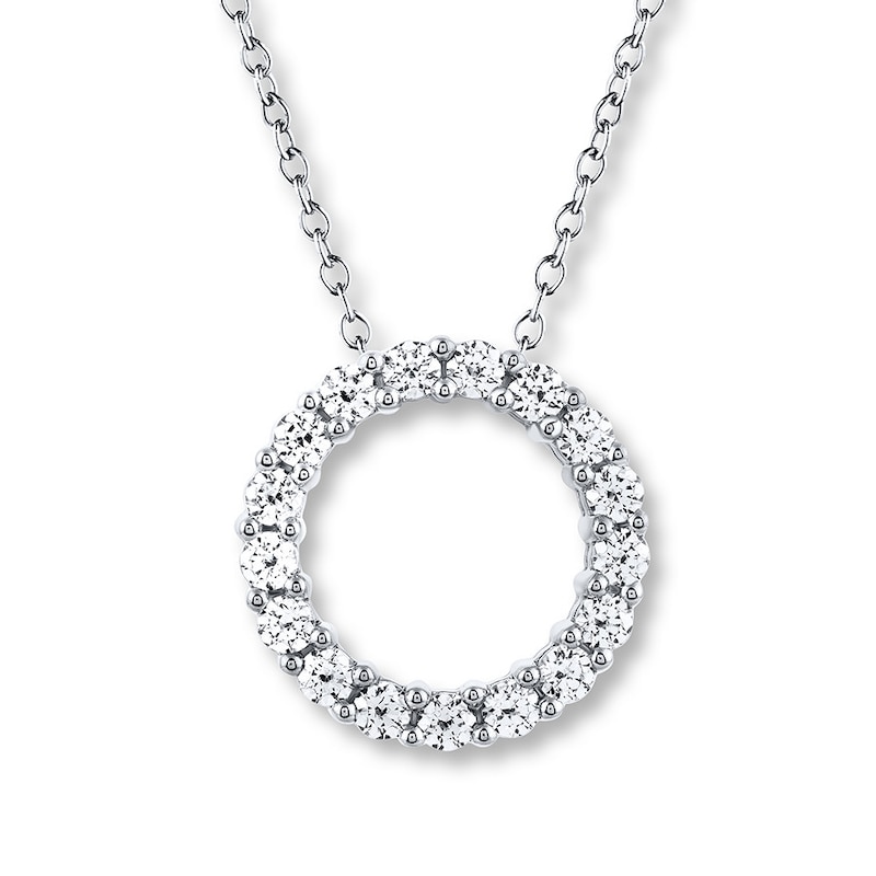 Main Image 1 of Previously Owned THE LEO Diamond Circle Necklace 1 ct tw Round-cut 14K White Gold