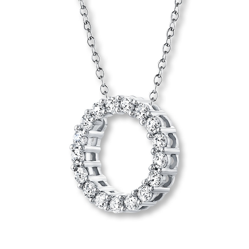 Main Image 3 of Previously Owned THE LEO Diamond Circle Necklace 1 ct tw Round-cut 14K White Gold