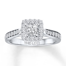 Previously Owned THE LEO Diamond Engagement Ring 3/4 ct tw Princess & Round-cut 14K White Gold