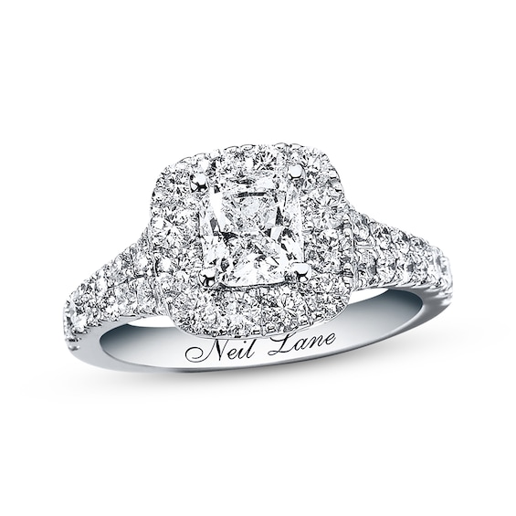 Previously Owned Neil Lane Diamond Engagement Ring 2-1/6 ct tw Cushion-cut 14K White Gold