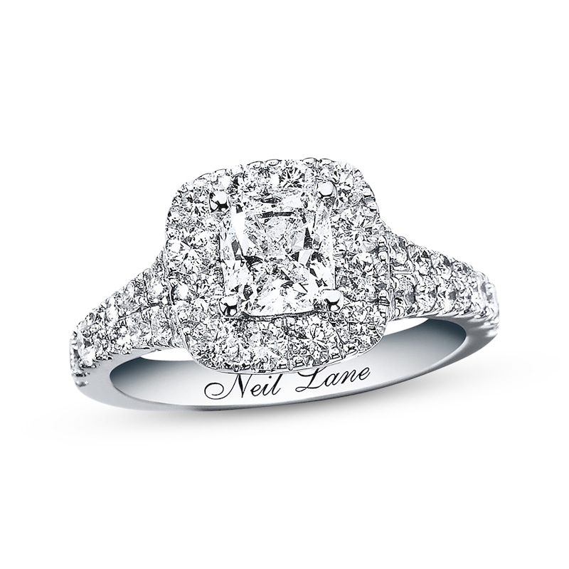 Main Image 1 of Previously Owned Neil Lane Diamond Engagement Ring 2-1/6 ct tw Cushion-cut 14K White Gold Size 7.5