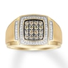 Thumbnail Image 0 of Previously Owned Men's Brown & White Diamond Ring 1/2 ct tw 10K Yellow Gold Size 5.25