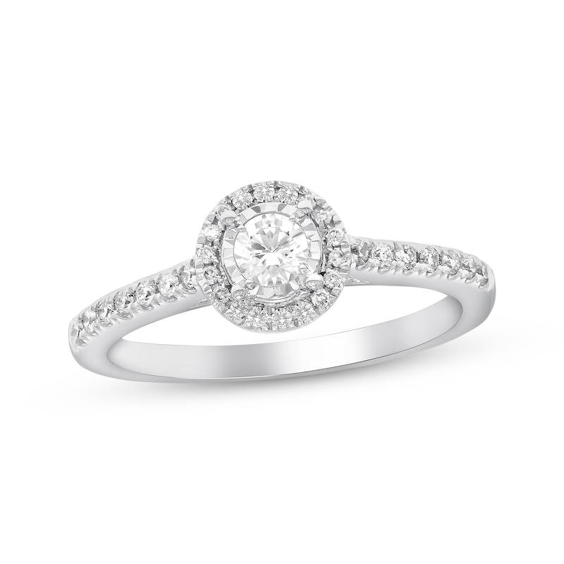 Previously Owned Diamond Engagement Ring 1/3 ct tw Round-cut 10K White ...
