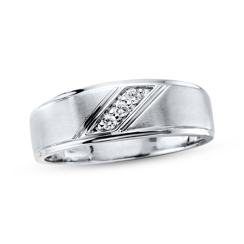 Previously Owned Men's 3-Stone Diamond Wedding Band 1/10 ct tw 10K ...