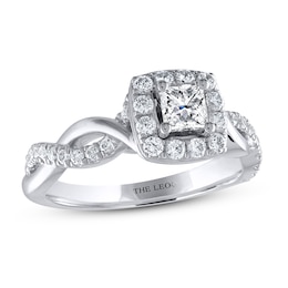 Previously Owned THE LEO Diamond Engagement Ring 3/4 ct tw Princess & Round-cut 14K White Gold