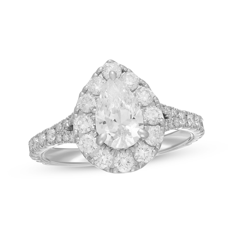 Main Image 1 of Previously Owned Neil Lane Diamond Engagement Ring 1-7/8 ct tw Pear & Round-cut 14K White Gold - Size 4.5