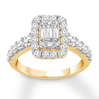 Previously Owned Diamond Engagement Ring 1 ct tw Baguette/Round 14K ...