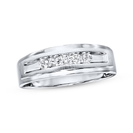 Previously Owned Men's Diamond Wedding Band 1/4 ct tw 10K White Gold