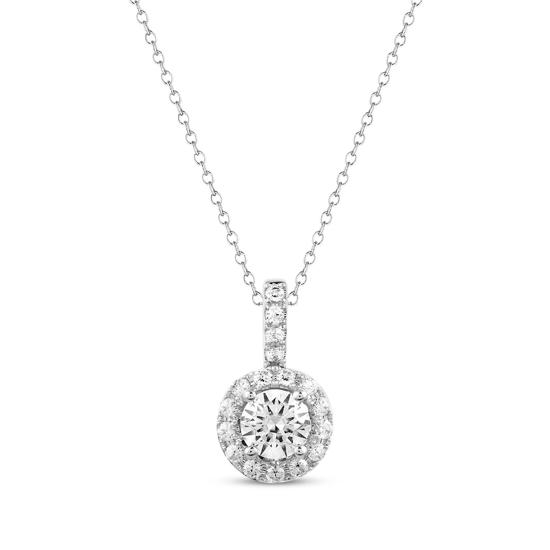 Previously Owned THE LEO Diamond Necklace 1 ct tw Round-cut 14K White ...