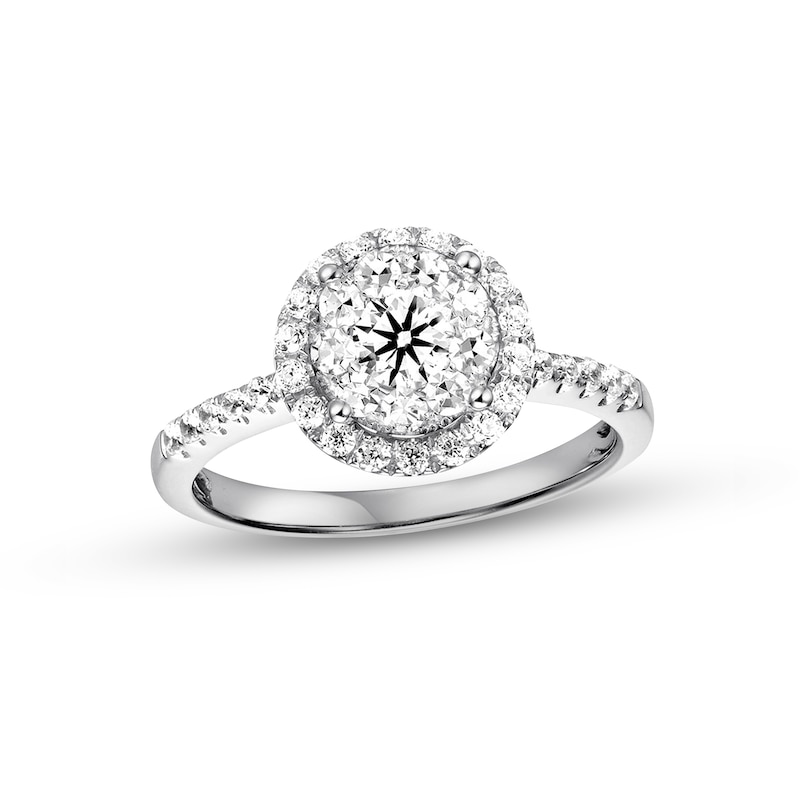 Main Image 1 of Previously Owned Diamond Engagement Ring 3/4 ct tw Round-cut 14K White Gold