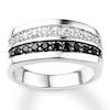 Thumbnail Image 0 of Previously Owned Men's Wedding Band 1 ct tw Black Diamonds 14K White Gold
