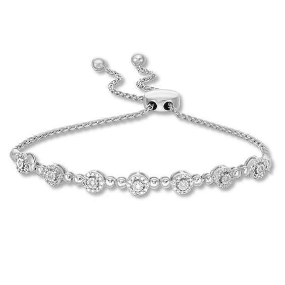 Previously Owned Diamond Bolo Bracelet 1/3 ct tw Round-cut 10K White Gold 9.5"