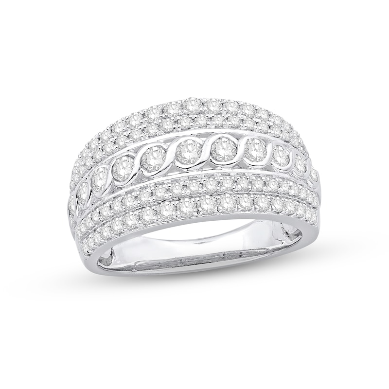 Main Image 1 of Previously Owned Diamond Anniversary Ring 1 ct tw Round-cut 10K White Gold