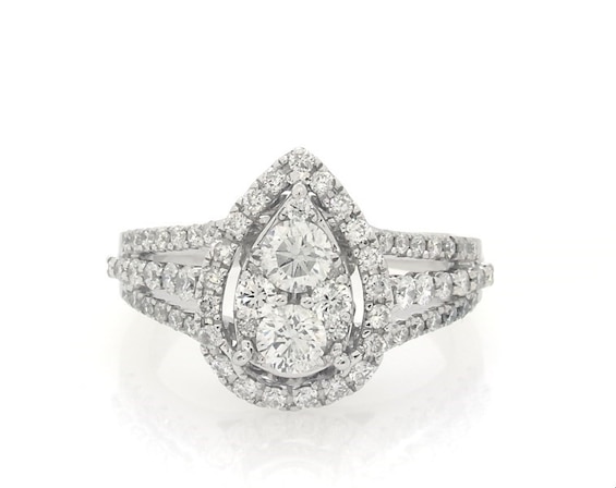 Previously Owned Multi-Diamond Pear Halo Engagement Ring 1-1/4 ct tw 14K White Gold